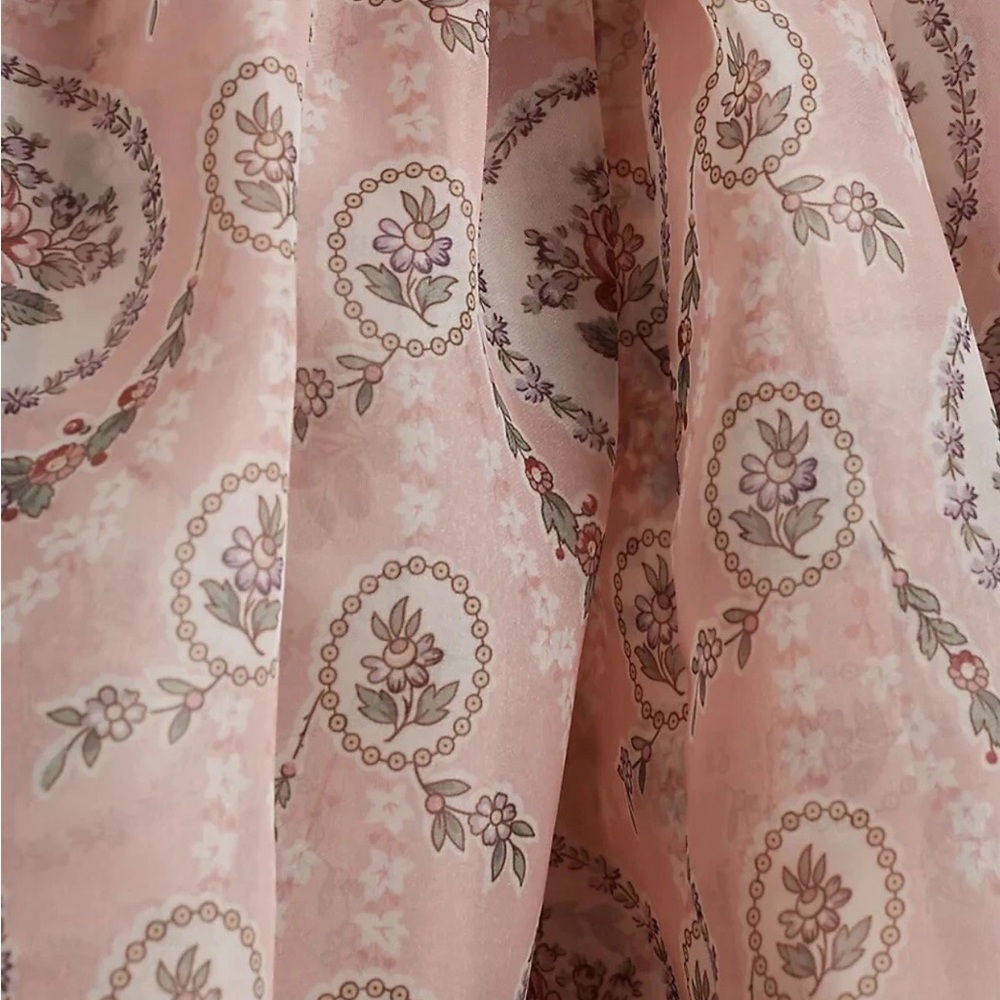 Selkie Pink Floral Medallion Puff-Sleeve Mini Dress - Picture 5 of 5